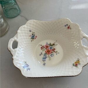 Floral Porcelain Bowl with Handles